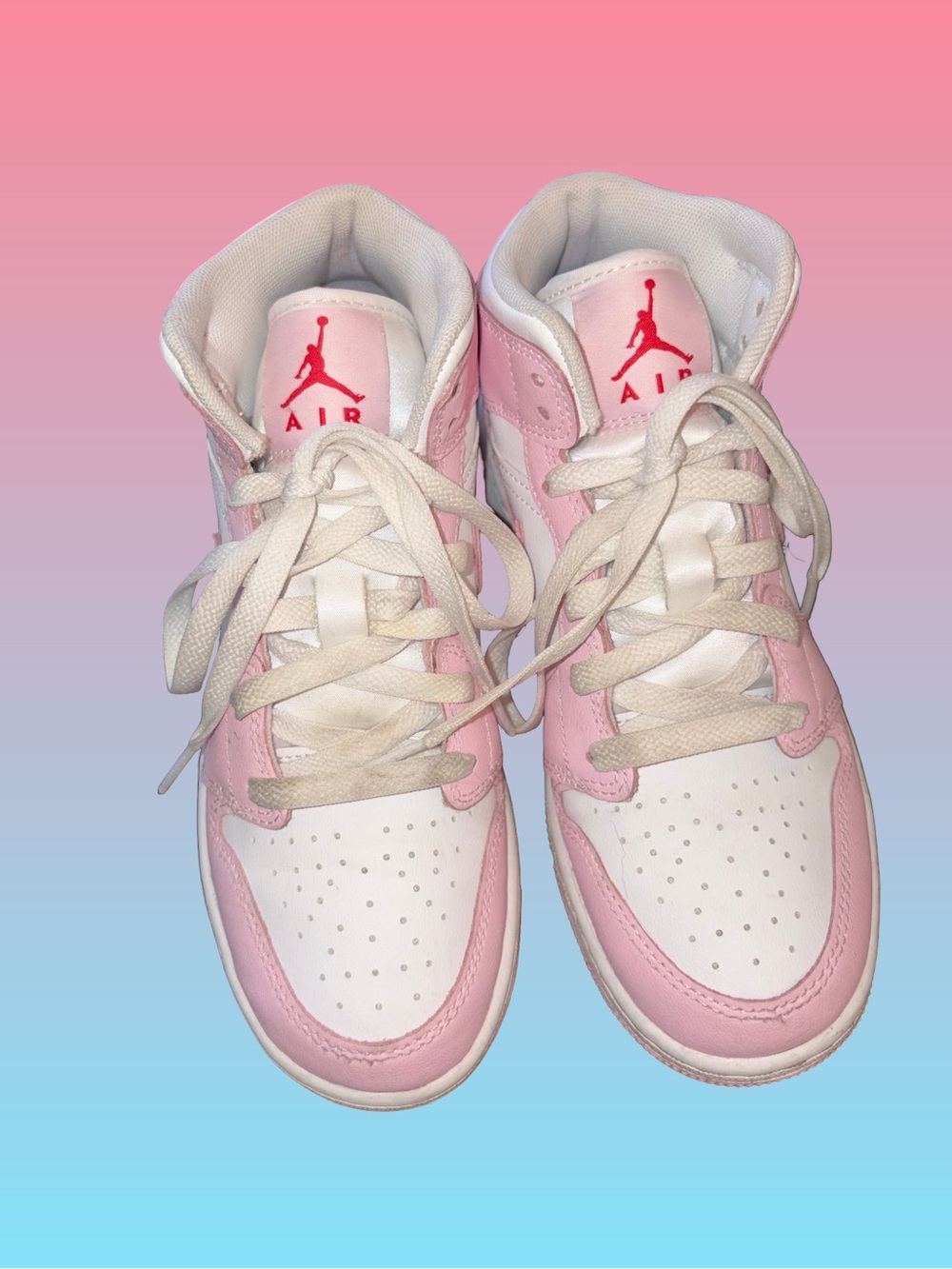 🎀Jordan Kids Pink and White High-Top Sneakers - Air Logo🎀